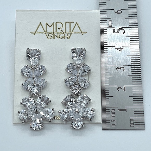 Amrita Singh Jewelry Petunia CZ Flower Drop Earrings Heirloom-quality NWT - Picture 3 of 6